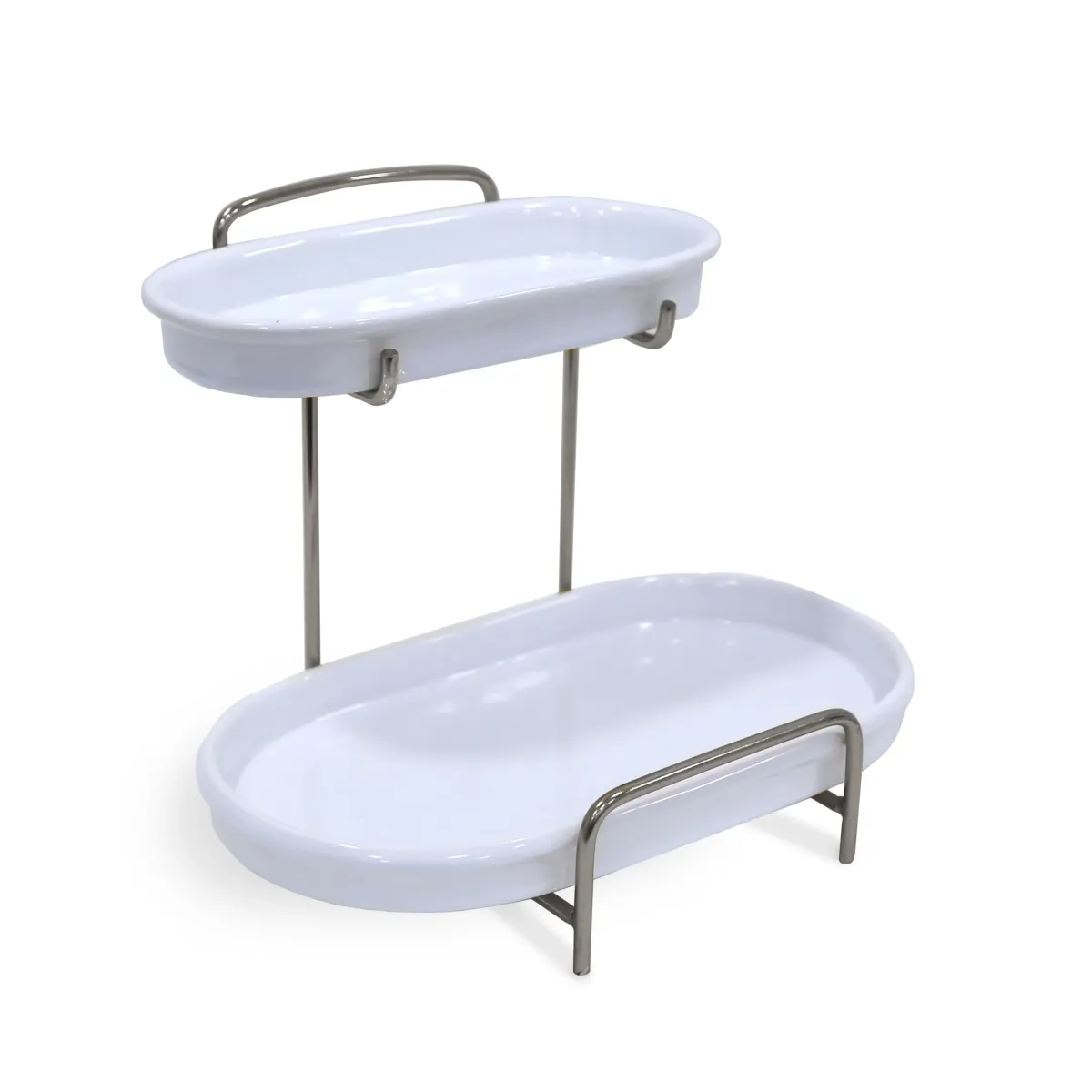 Two Ceramic Oval Plates W/Stand