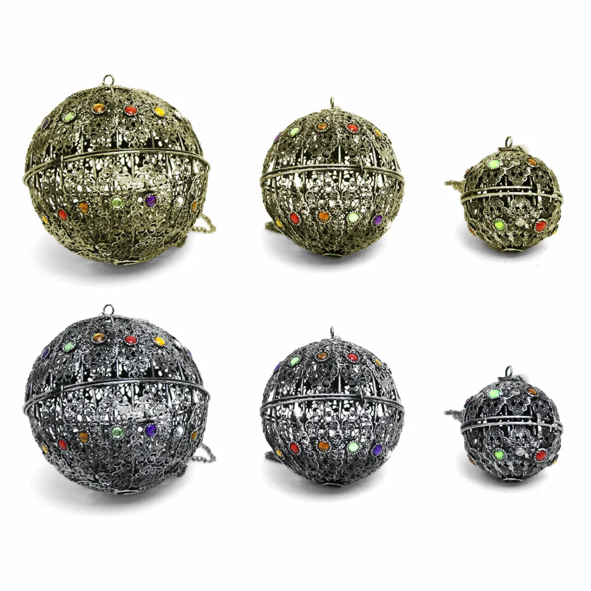 Ramadan Nights: Sparkling Colored Beads Hanging Sphere Candle Holders for Festive Decoratives