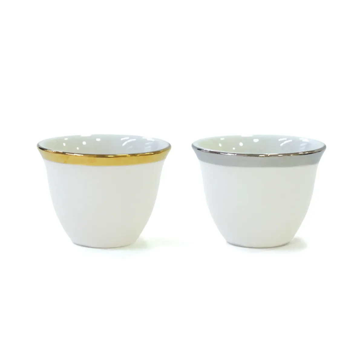 Metallic Rim Porcelain Coffee Cup Set of 12