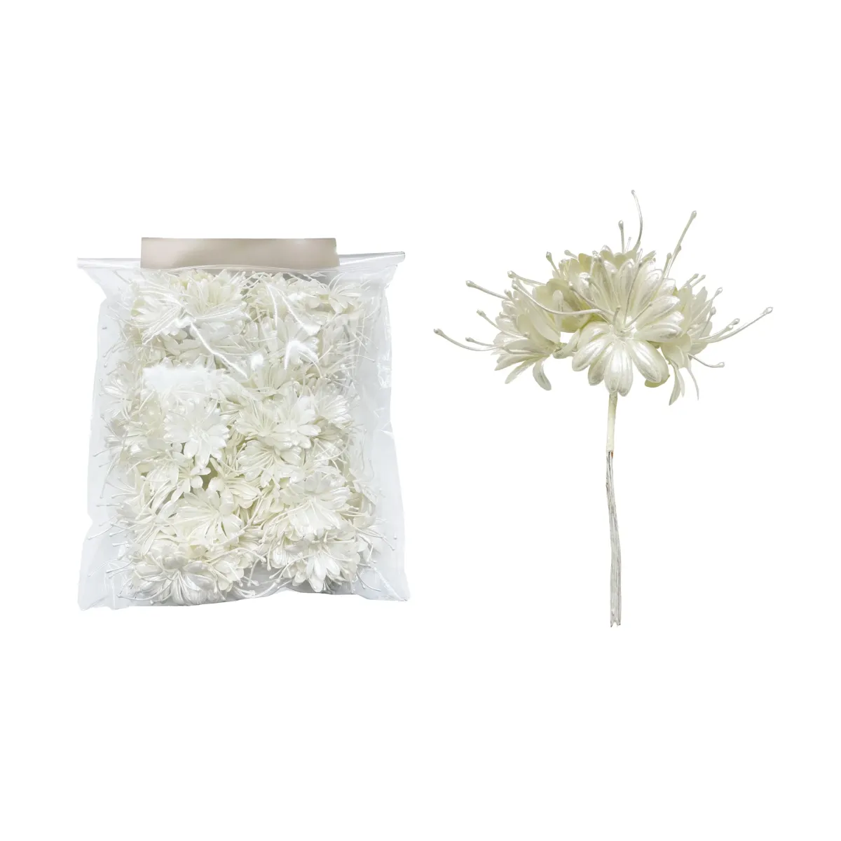Ivory Pearl Dahlia Motif – Elegant Floral Applique