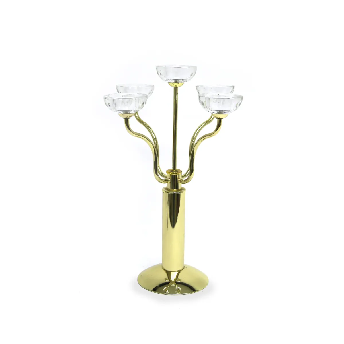 Gold Plated Five Crystals Candle Holder