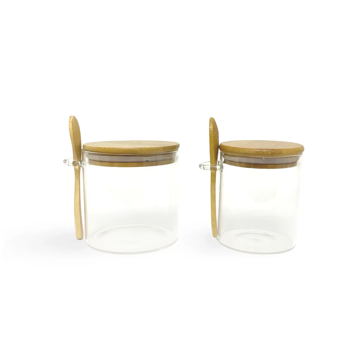 Oval Glass Storage Canister with Wood Lid & Spoon