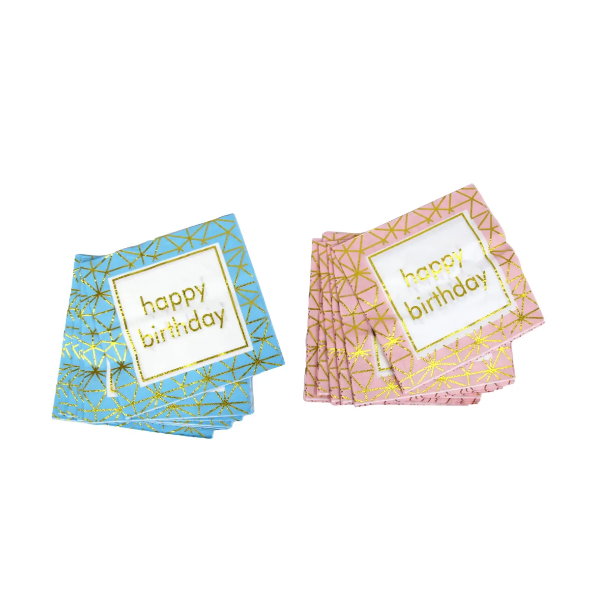 Gold Geometric “Happy Birthday” Napkin – Modern Elegance for Celebrations