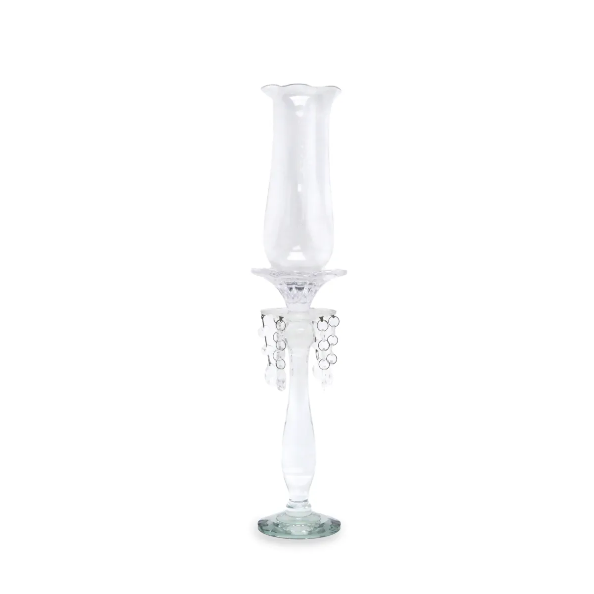 Crystal Candle Holder W/Pendulum Crystals