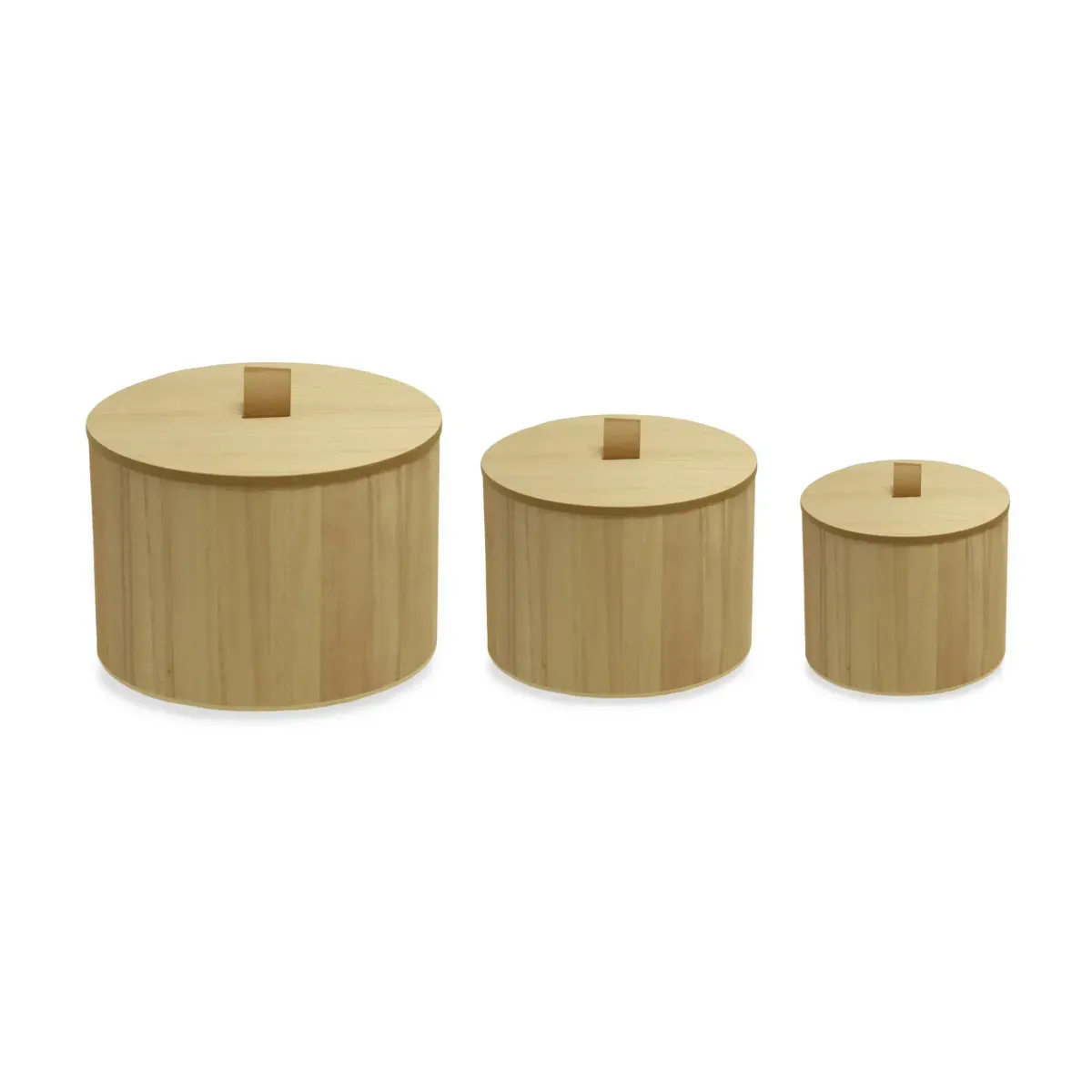 Plain Wooden Cylinder Box With Mini Leather Handle