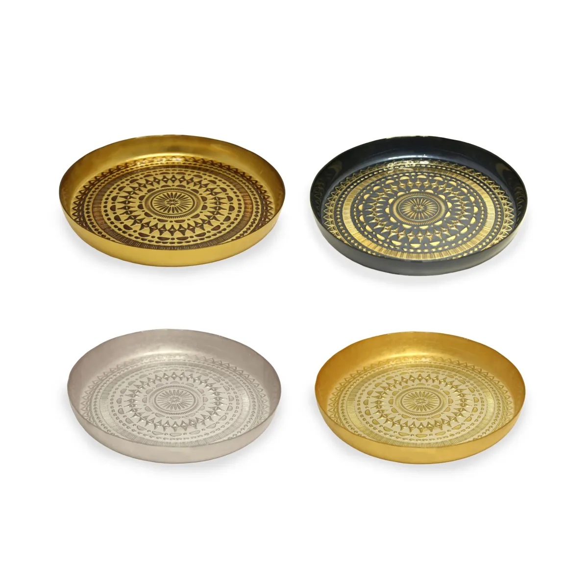 Bordered Round Lidiya Glass Tray