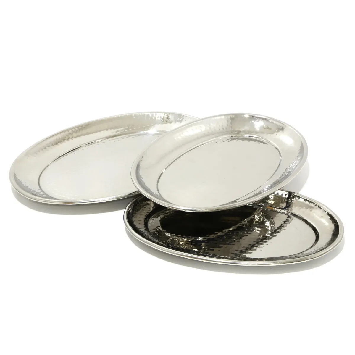 Silver Oval Hammered Plate