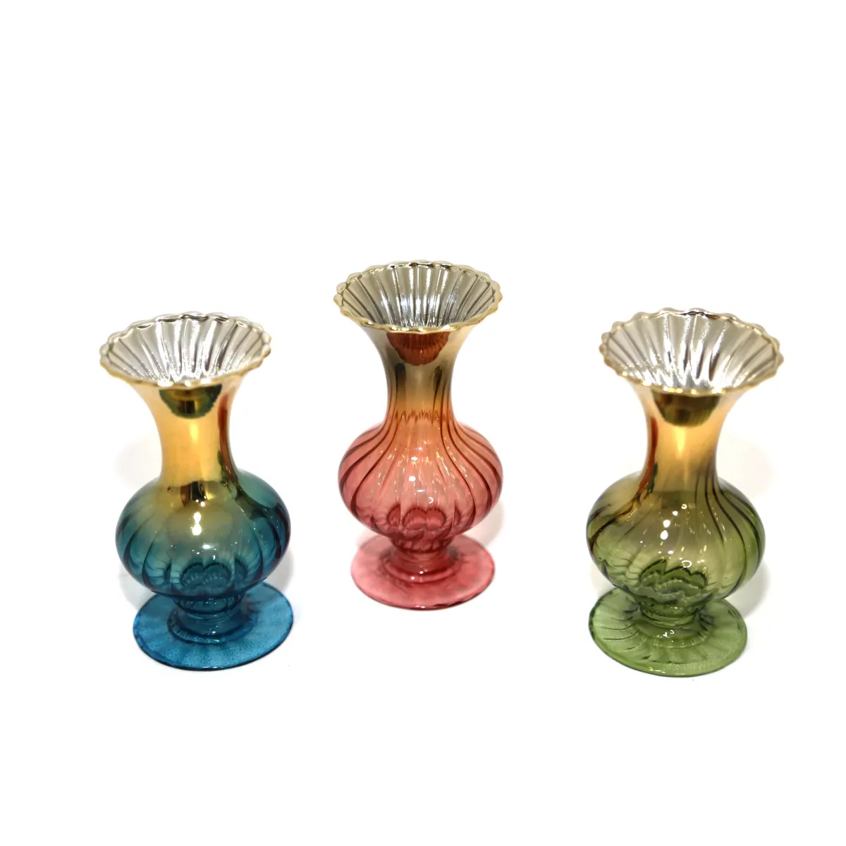 Gold Tall Mini Glass Vase for Table Decor