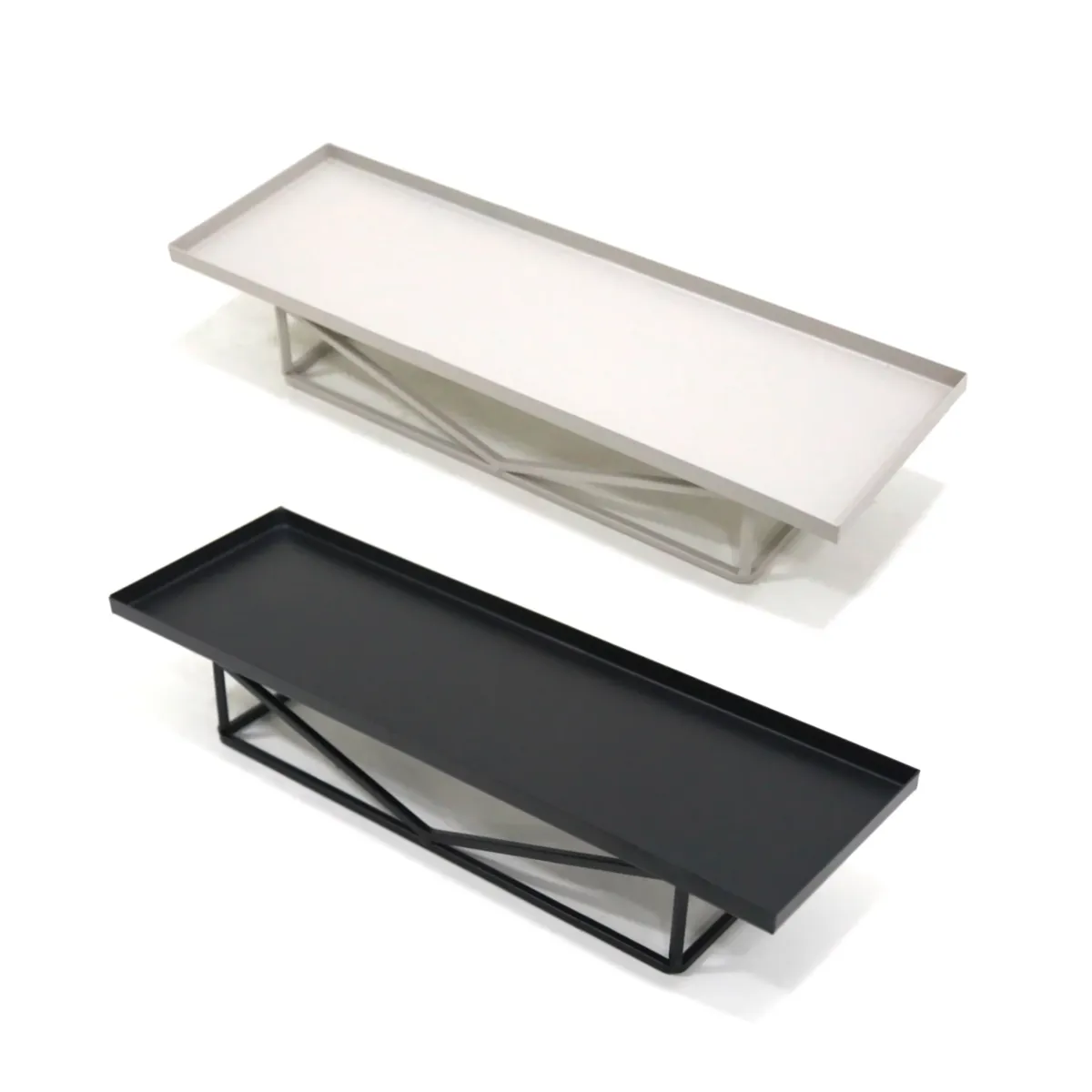 Rectangle Geometric Base Metal Stand Tray