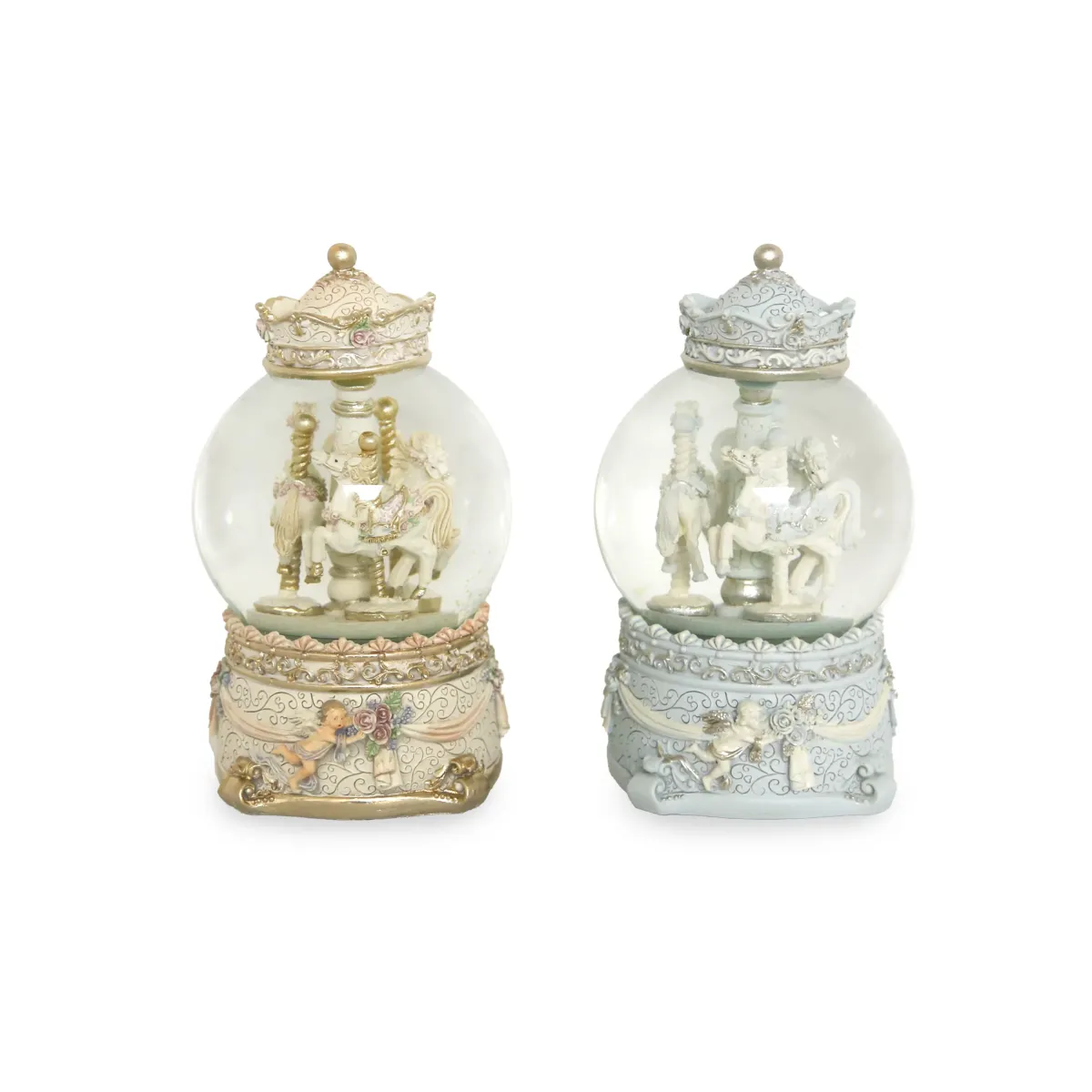 Three Horses Carousel Snow Globe Music Box