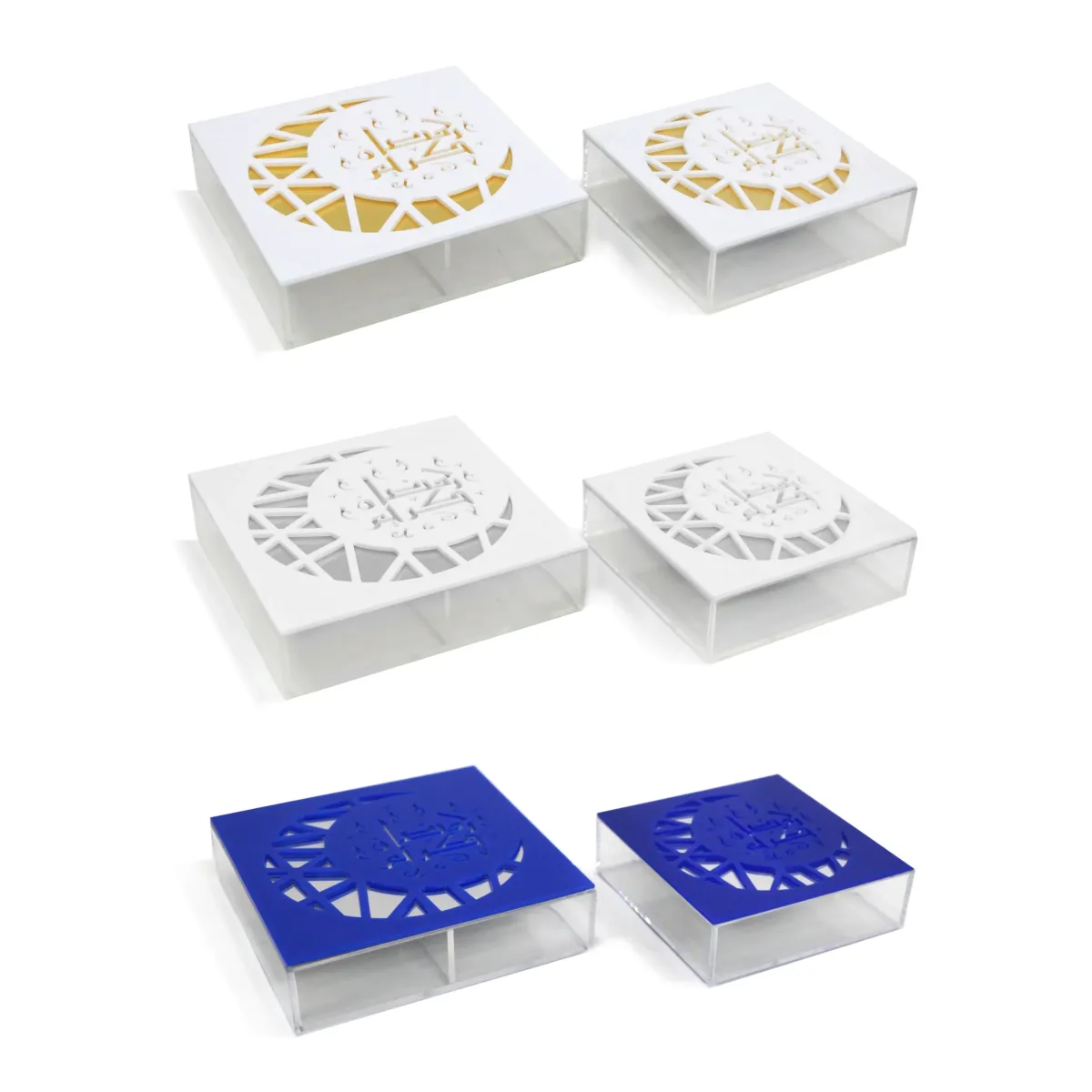 Crescent Plexi Ramadan Box – Gold, Silver, Navy (2 Sizes)