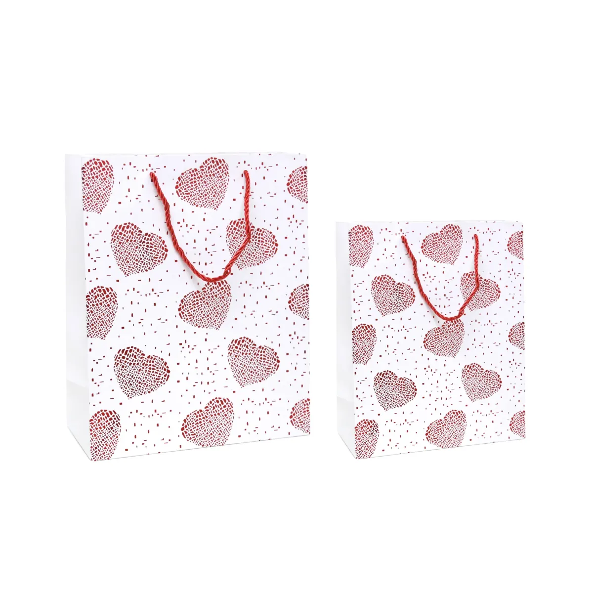 Red Dotted Heart Carton Bag for Gifts and Party Favors