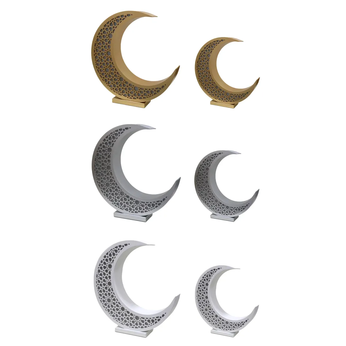 Arabesque Moon Bold Wooden LED Decoration – Captivating Ramadan Decoratives with Illumination