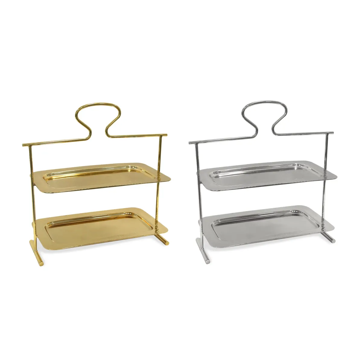 Two Tier Hammered Tray Stand