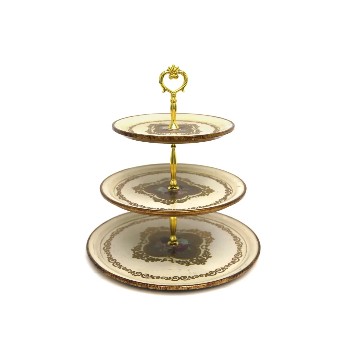 Three Levels Ivory Flowered Candy Holder – Elegant 3-Tiered Display Stand