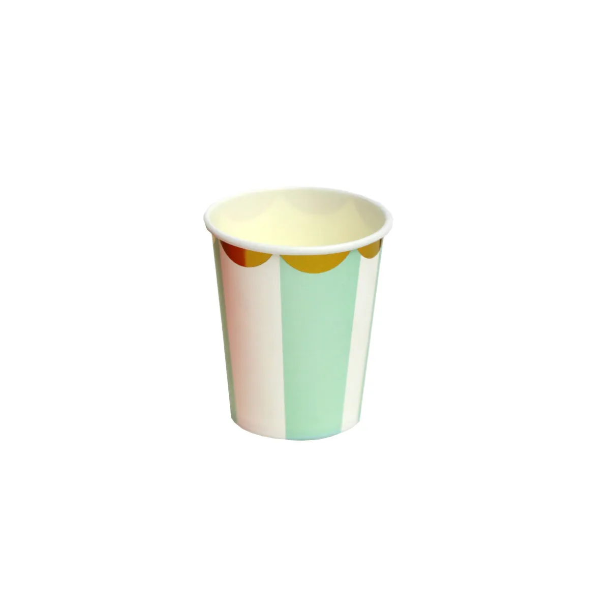 Aqua & Gold Stripped Circus Paper Cup