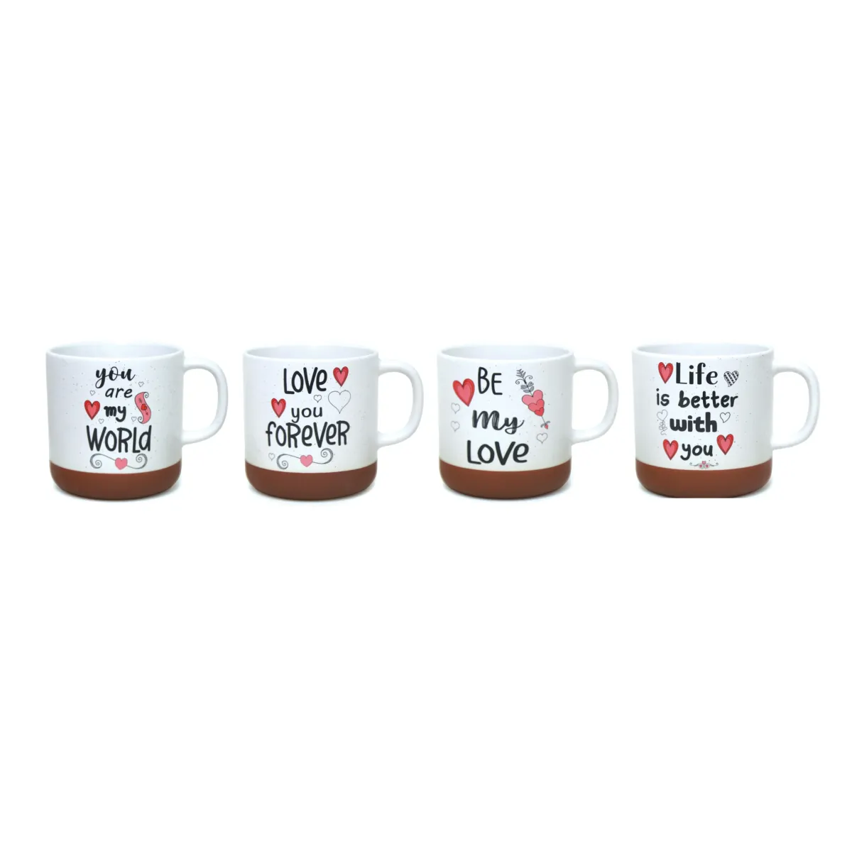 Brown Rim Love White Mug Romantic Gift Cup
