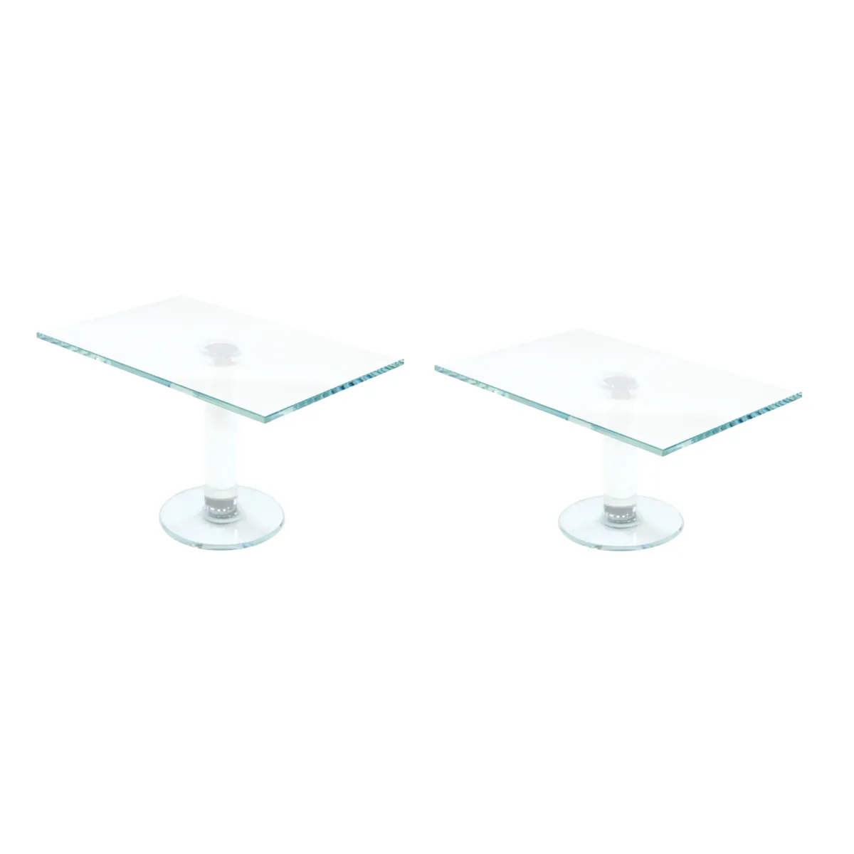 Rectangular Glass Footed Tray – Set of 2 Raised Display & Serving Trays