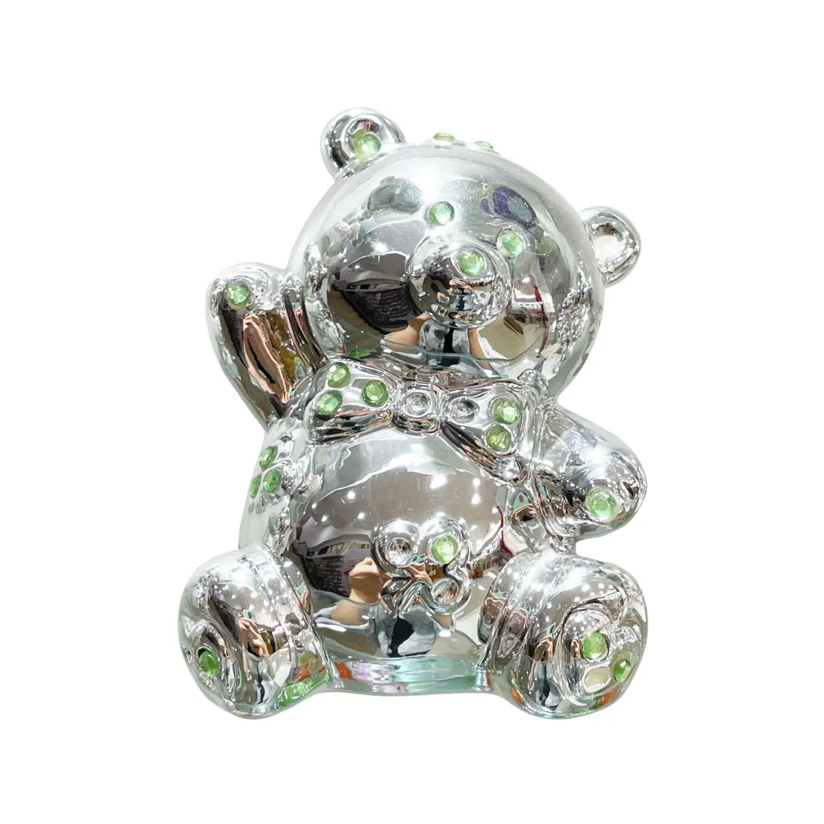 Metallic Bowtie Bear Money Bank