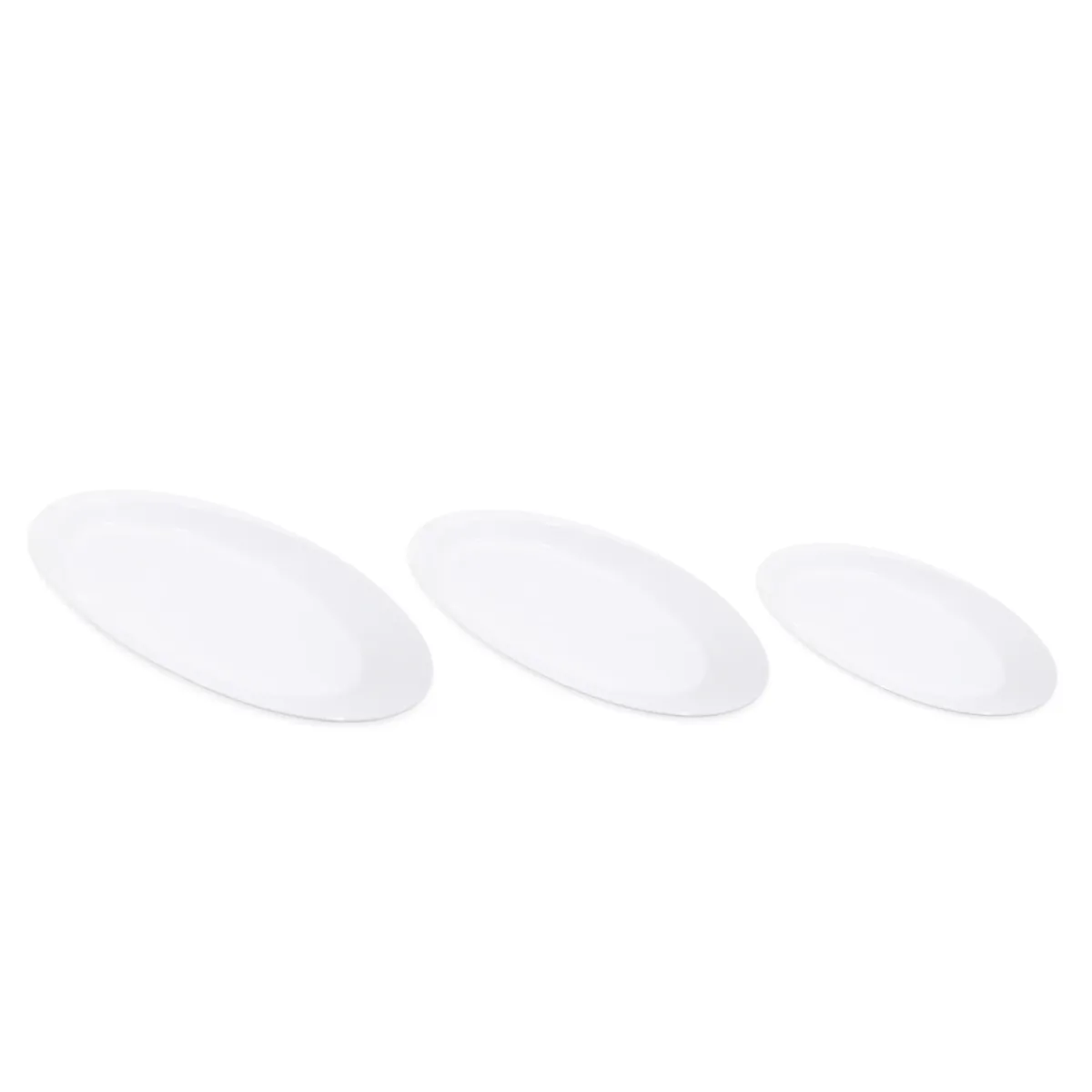 White Lined Frame Oval Ceramic Dish