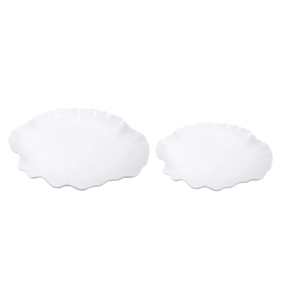 White Ocean Wavy Edge Round Ceramic Dish