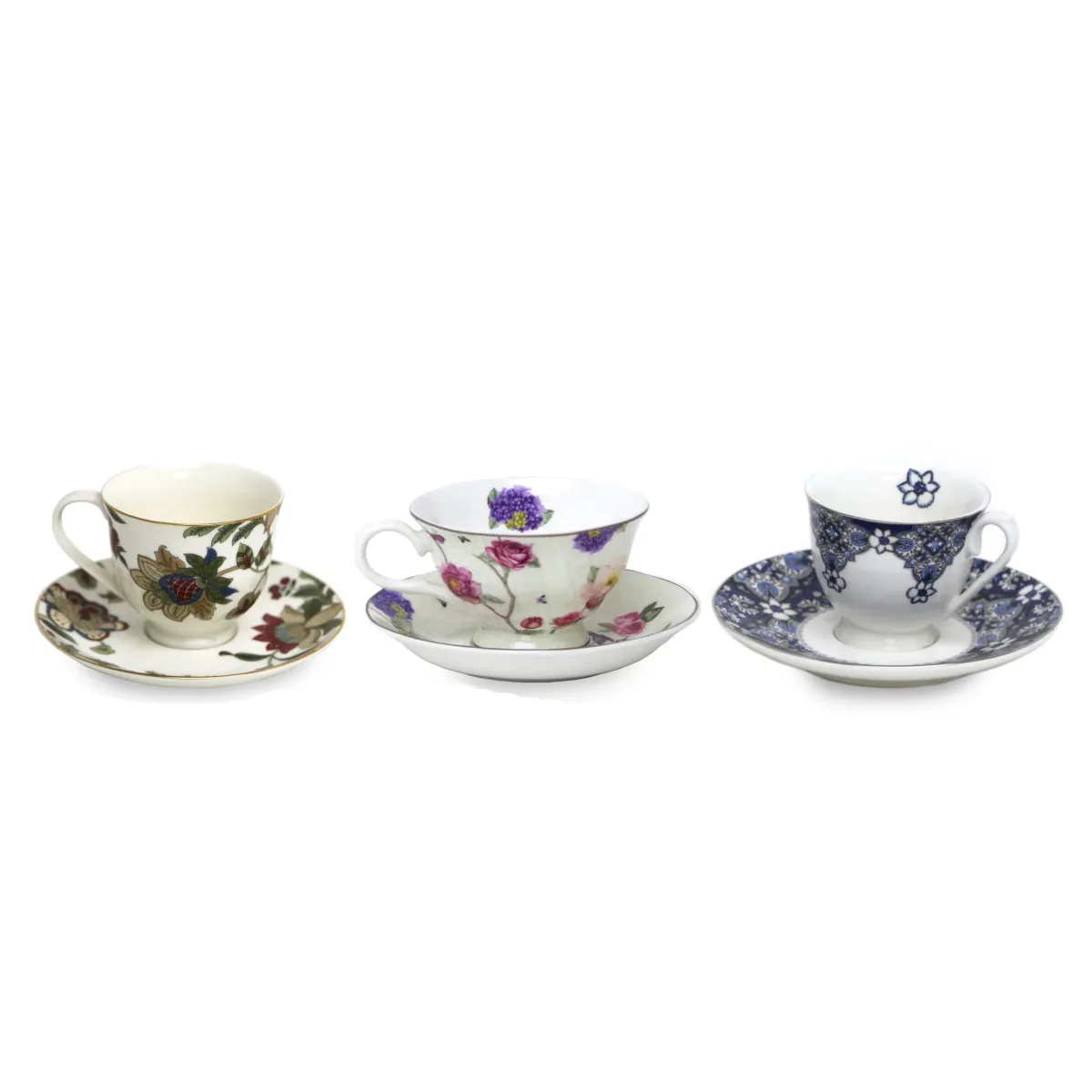 Patterned Coffee Cup & Plate Set | Decorative Coffee Cups with Matching Saucers