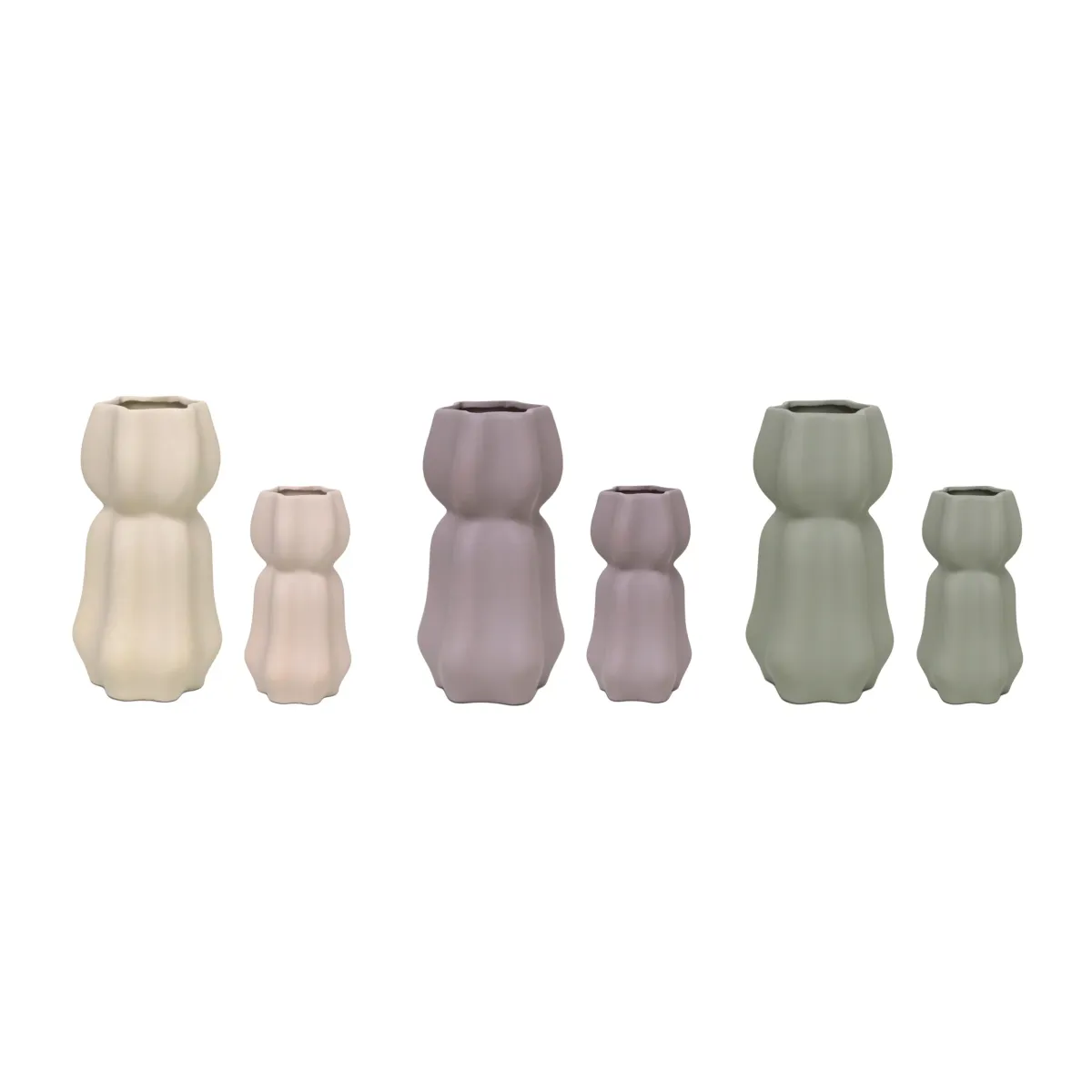 Modern Buffed‑Sides Ceramic Vase – Neutral Colours