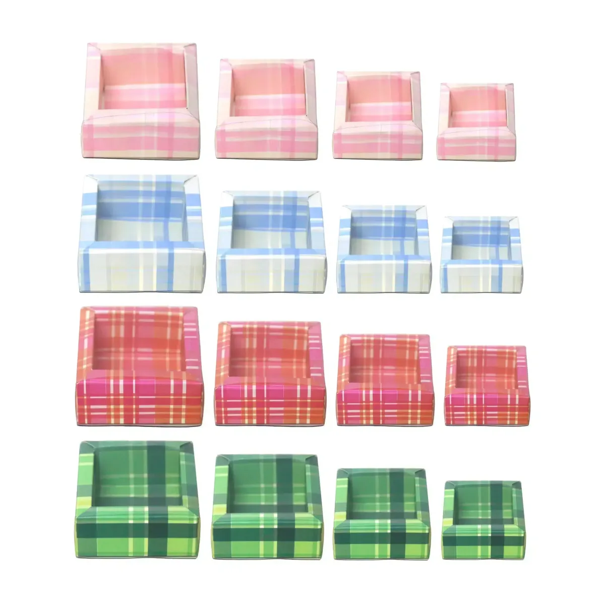 Tartan Square PVC Cover Carton Box
