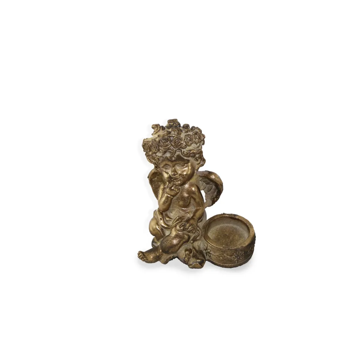 Antique Gold Sitting Angel Candle Holder
