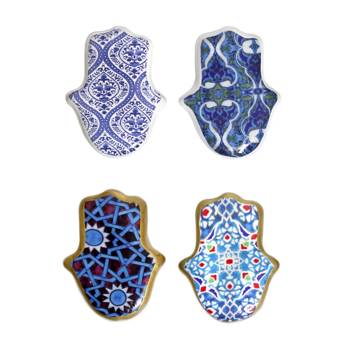 Decorative Freestanding Hamsa Hand Ceramic Motif – Ramadan Collection Home Decor, Islamic Art Ornament, Spiritual Gift for Blessings & Protection