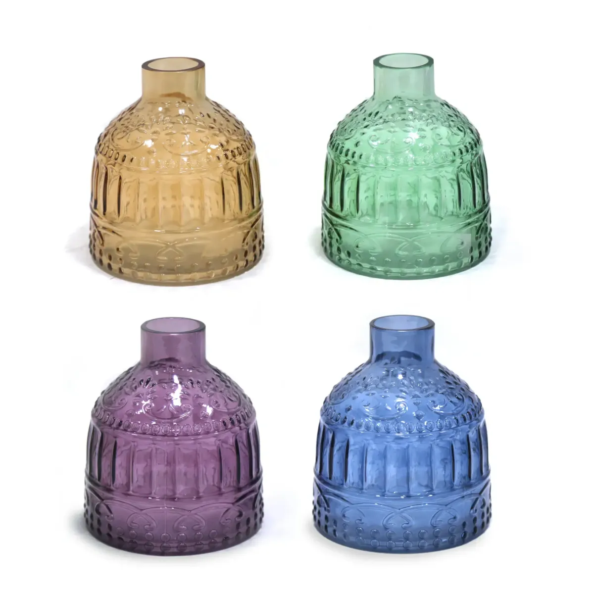 Narrow Open Vintage Glass Vase – Slim Mouth Decorative Glass