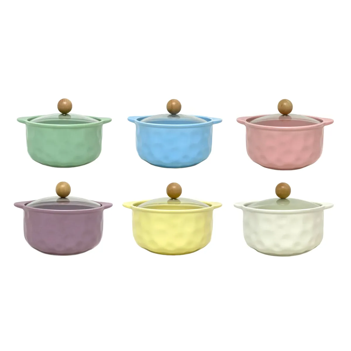 Ceramic Pot with Clear Lid – Pink, Sage or White
