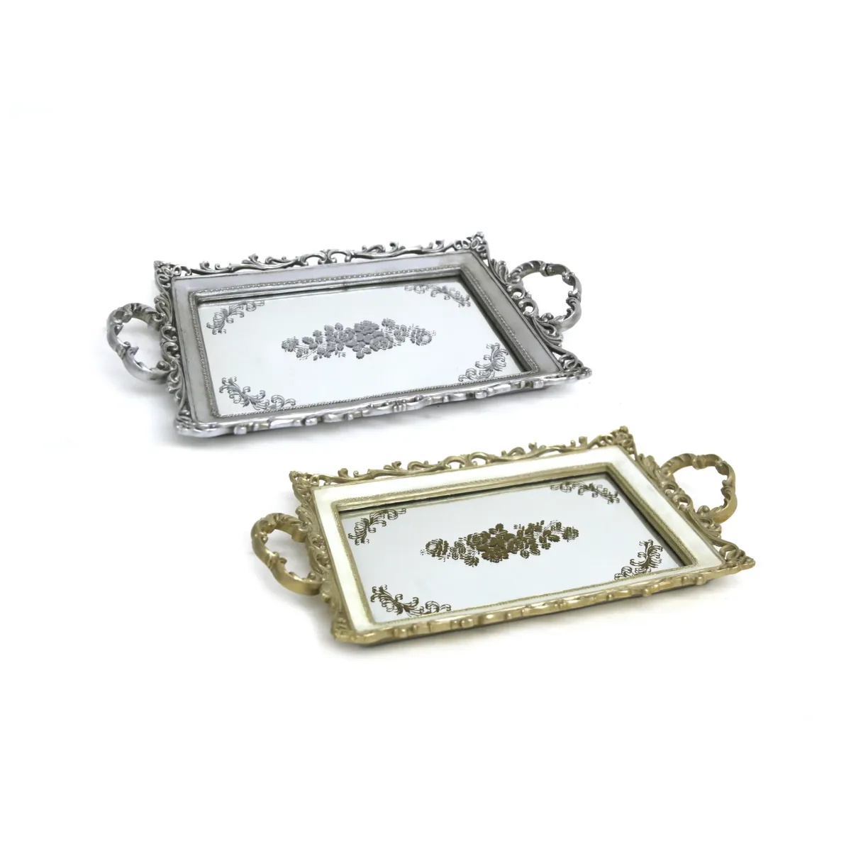 Mirror Base Rectangle Vintage Tray