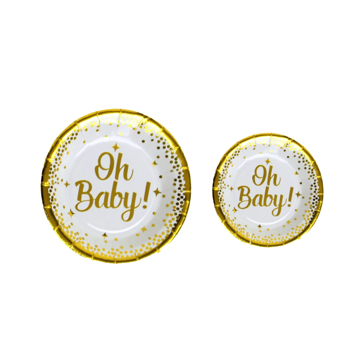 White & Gold “Oh Baby” Carton Plate – Elegant Baby Celebration Decor