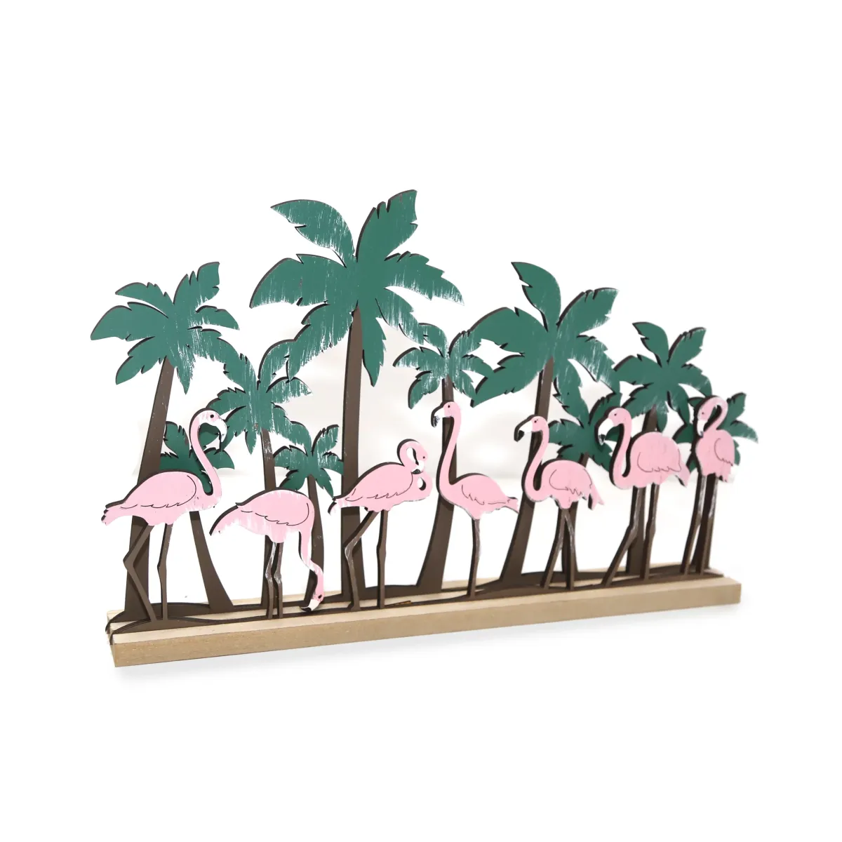 Flamingos & Palm Trees Wooden Decoration