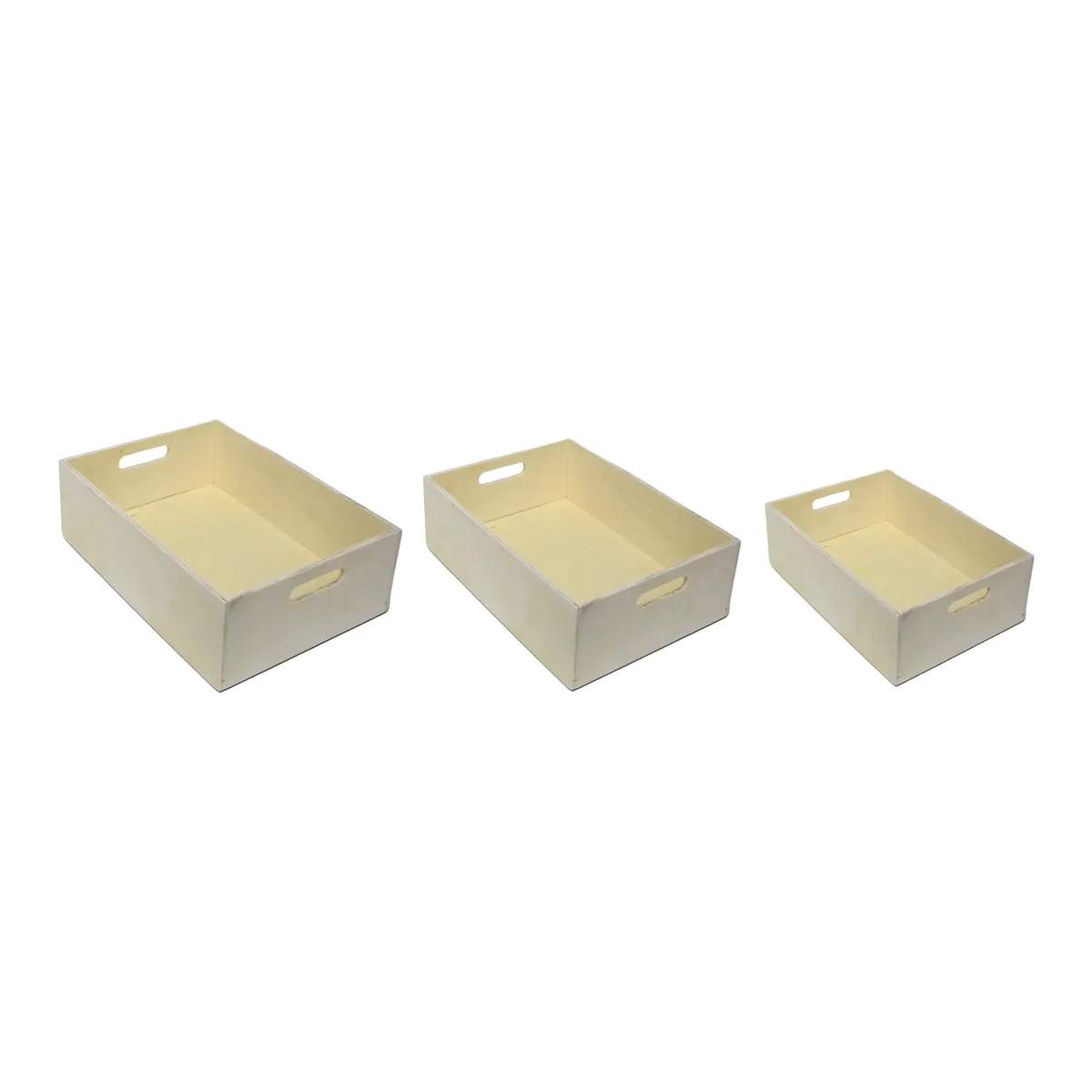 Set of Handle Rectangle  Natural Wooden Tray