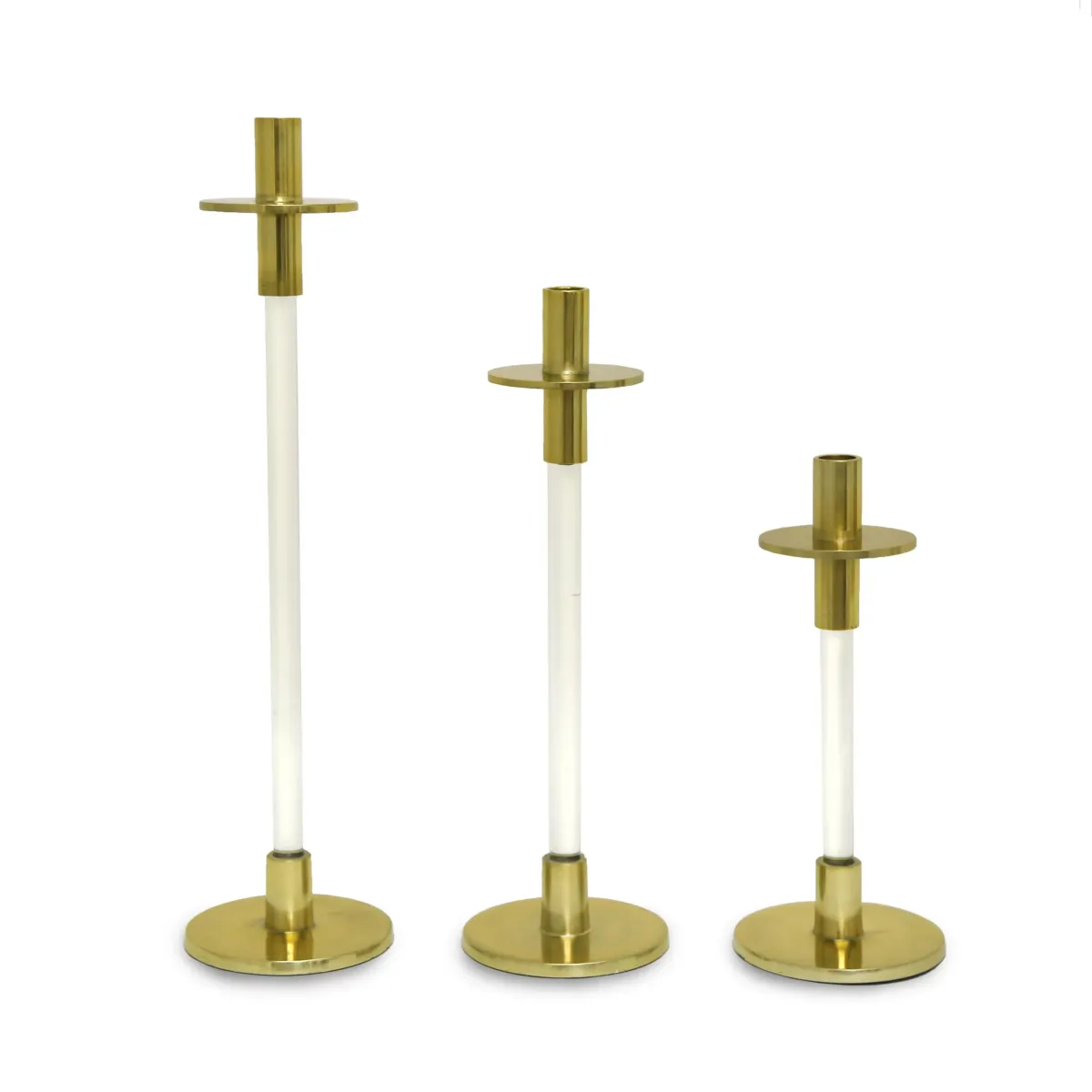 Gold Glass Rod Candle Holder