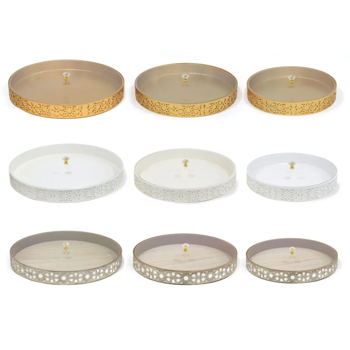 Plexi Cover Round Arabesque Tray – Elegant Islamic Decoratives for Ramadan & Stylish Serving Solution