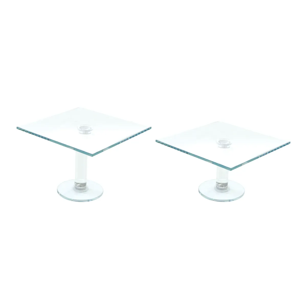 Square Glass Footed Tray – Elegant Raised Glass Display Platform