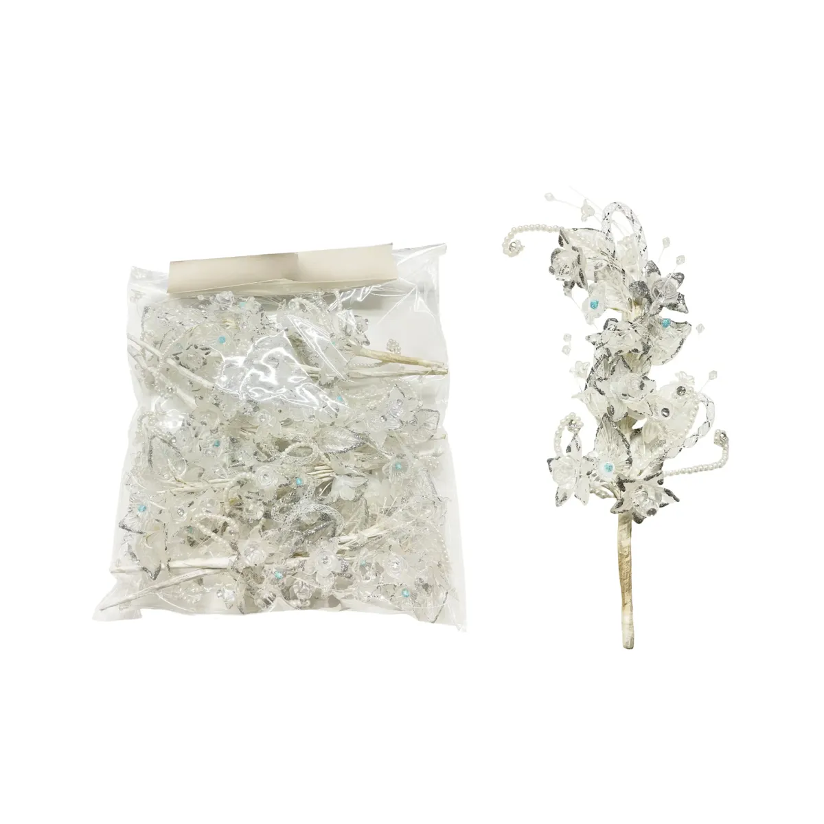 Silver Glass Flower Branch