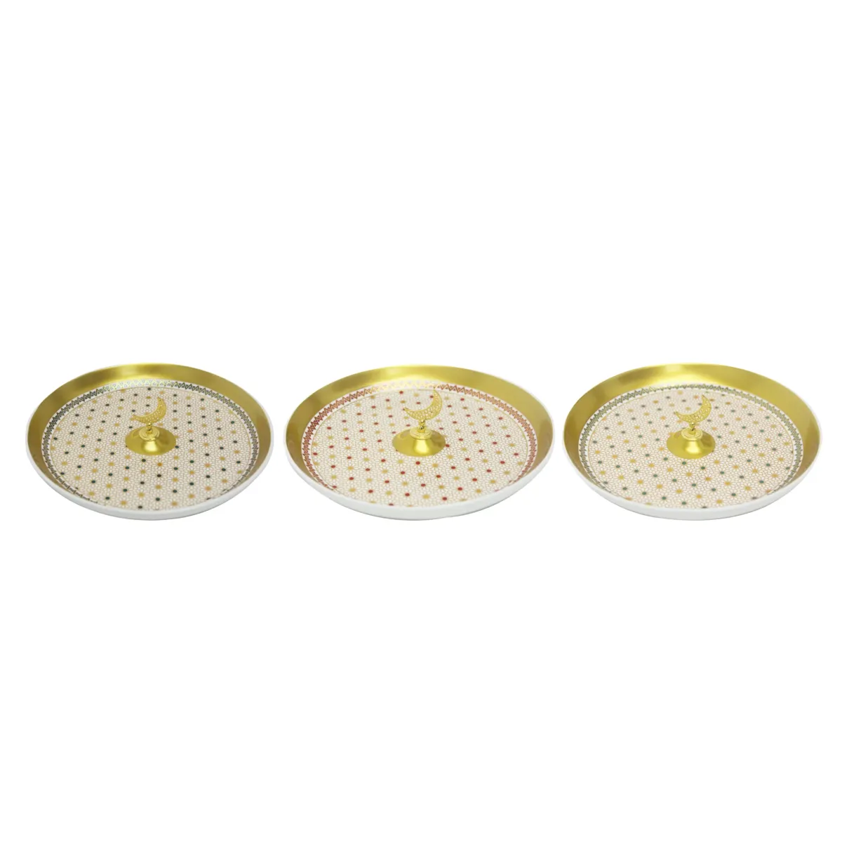 Celestial Charm: Golden Ramadan Plates with Moon Handles for Festive Decor