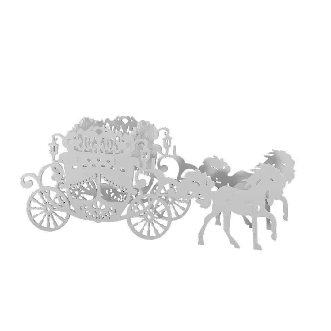 Cinderella Carriage with Horses – Elegant Gypsum Decor