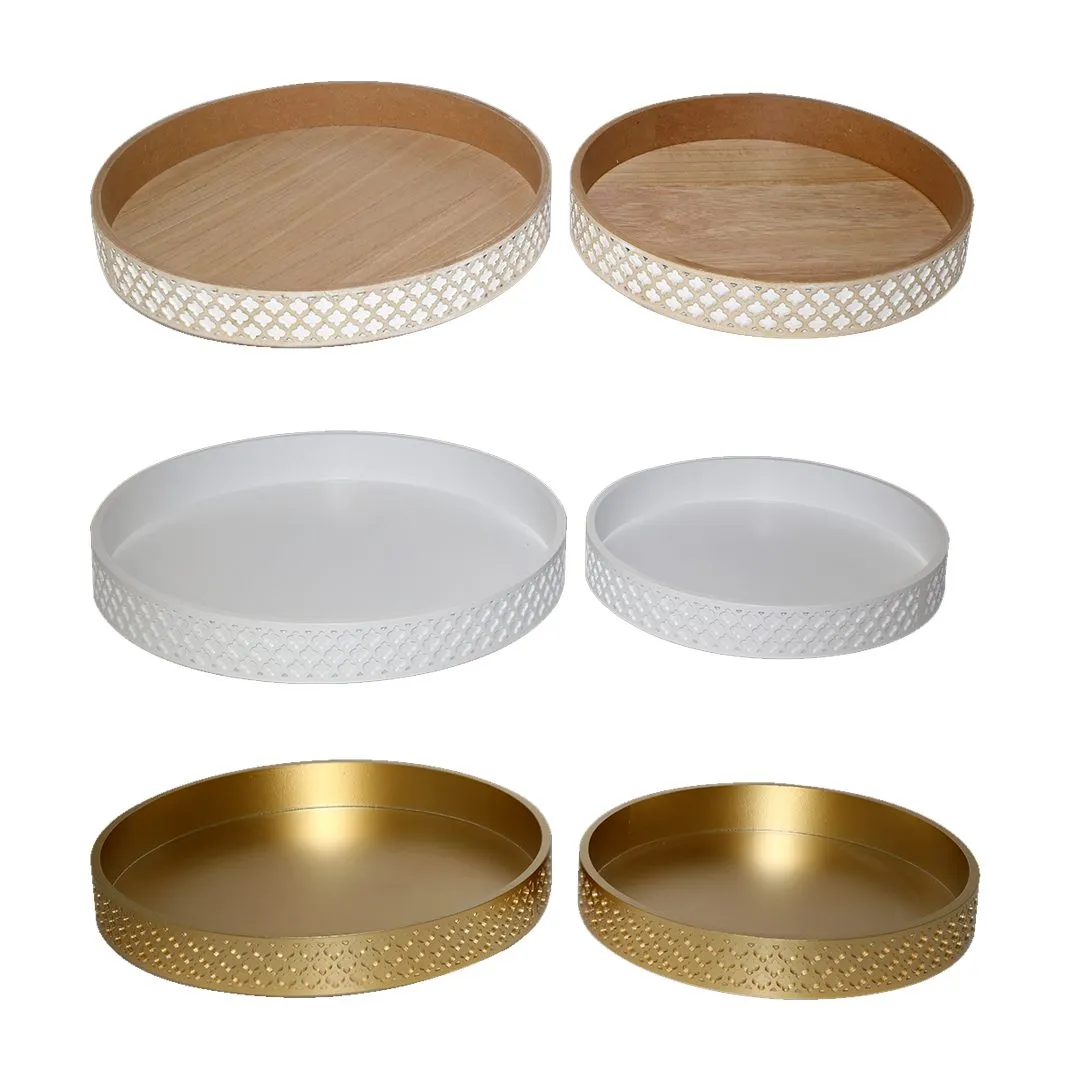 Elegant Ramadan Arabesque Round Trays for Festive Decor