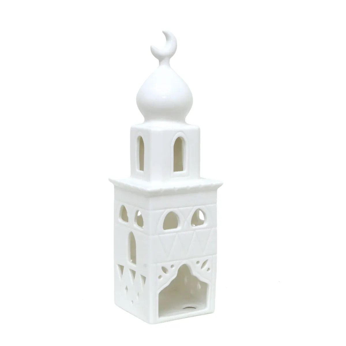 White Mosque Tower Ceramic Decor – Islamic Home Decor