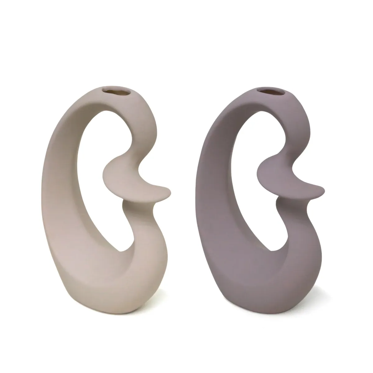Mid Open Swirl Side Ceramic Vase
