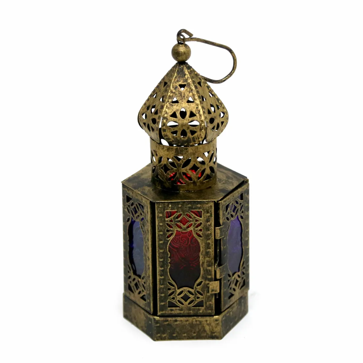 Majestic Ramadan Heirloom: Antique Gold & Colored Glass Lantern