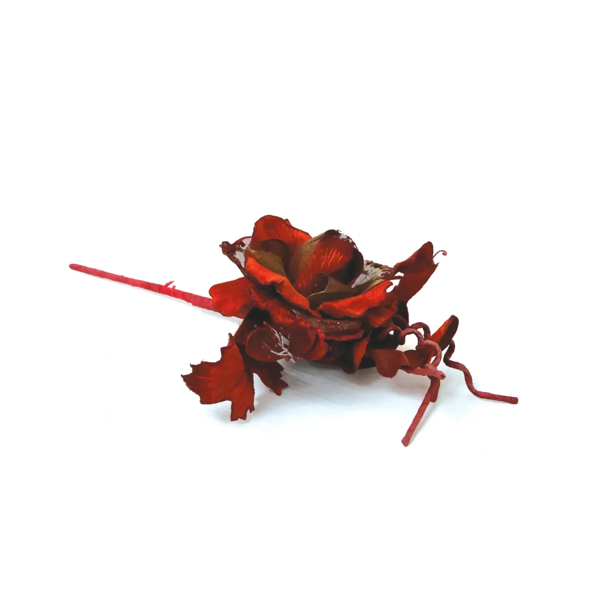 Deep Red Glitter Bloom Branch