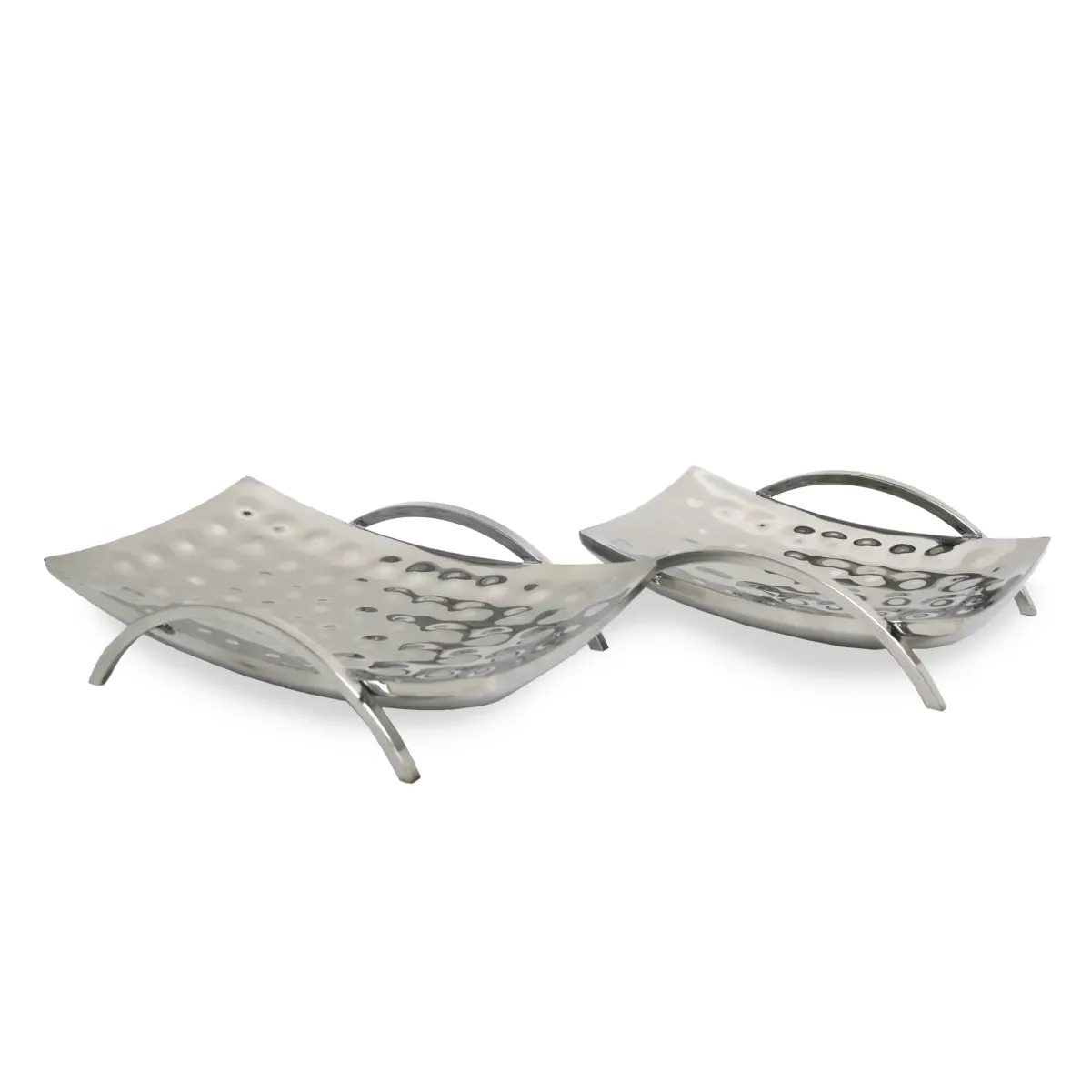 Curved Handle Hammered Alu Tray