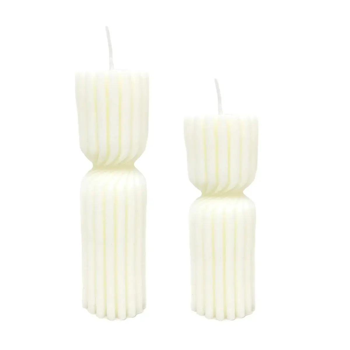 Ivory Twisted Ribbed Shaped Handmade Candle