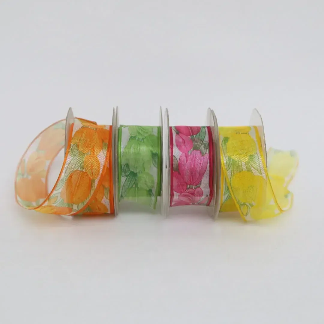 Flower Pattern Organza Ribbon